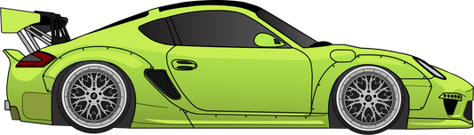 Acid green Porsche Pandem Cayman sticker drawing ￼